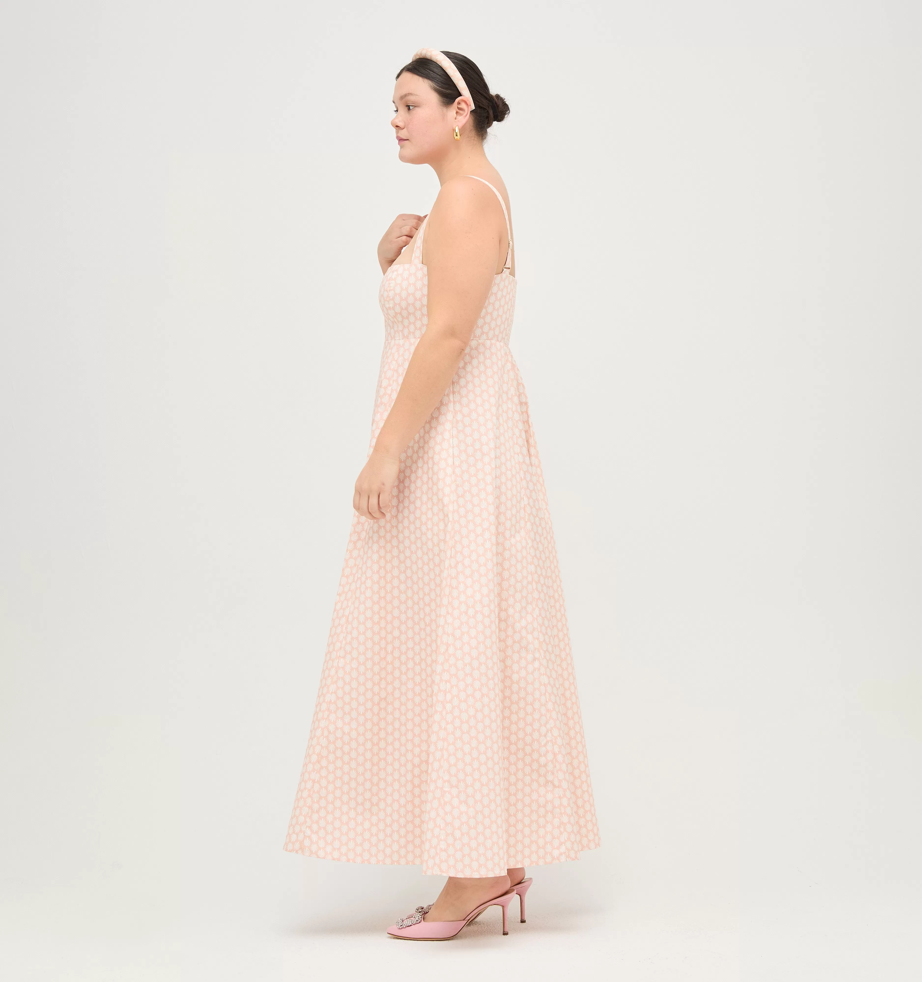 The Rowena Dress - Coral Baroque Shell Cotton Sateen