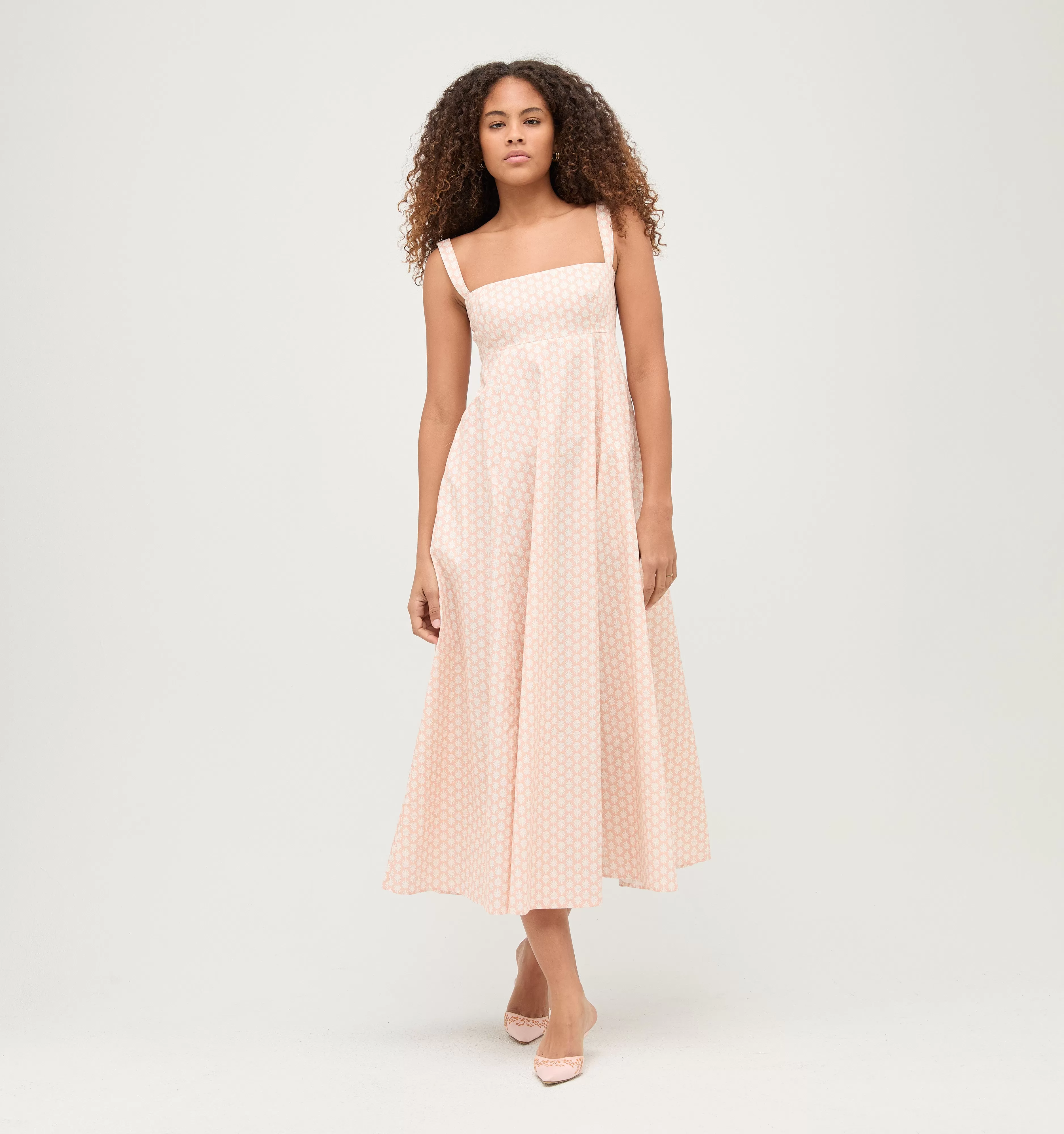 The Rowena Dress - Coral Baroque Shell Cotton Sateen