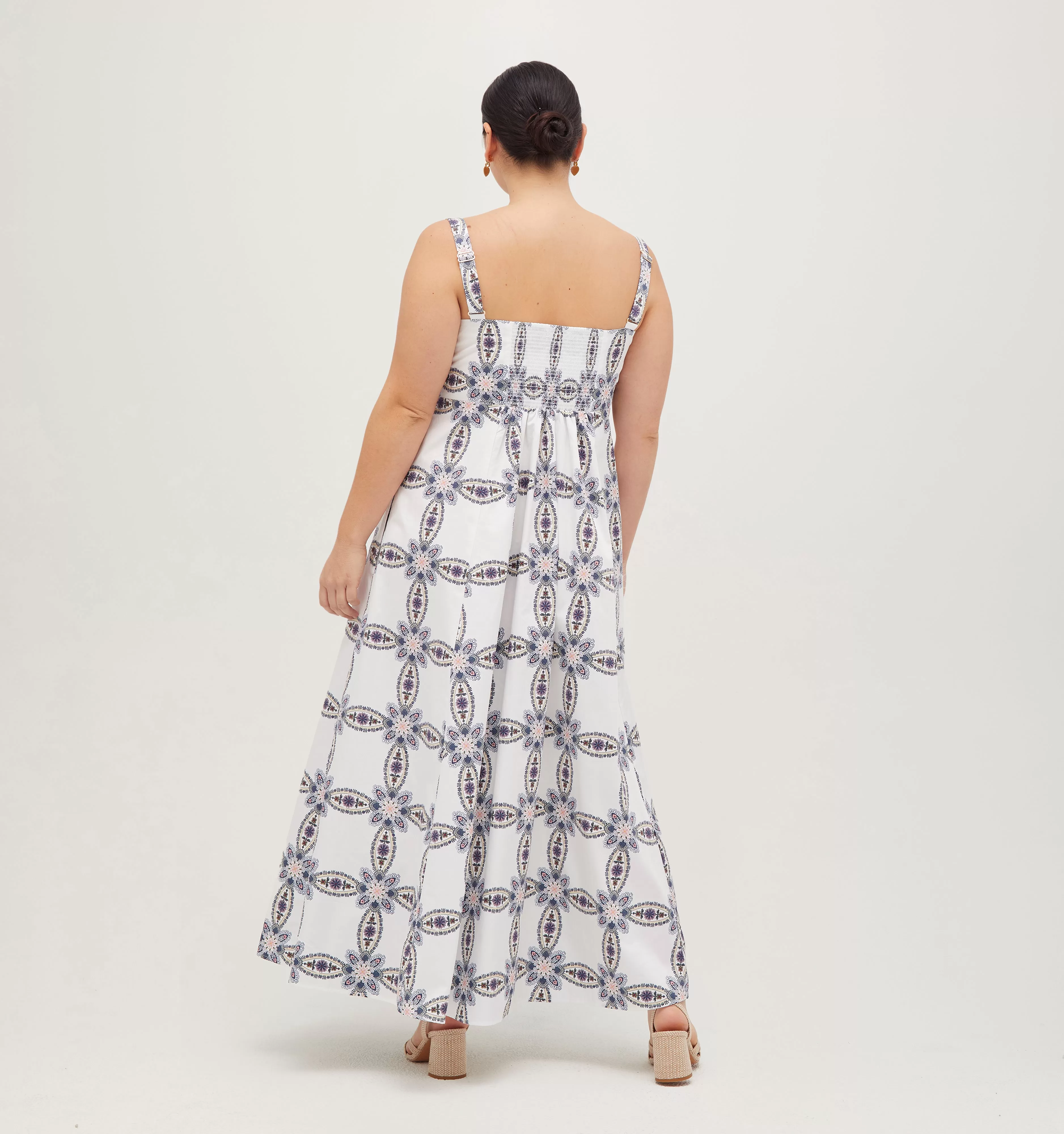 The Rowena Dress - Marseille Geo Cotton Sateen