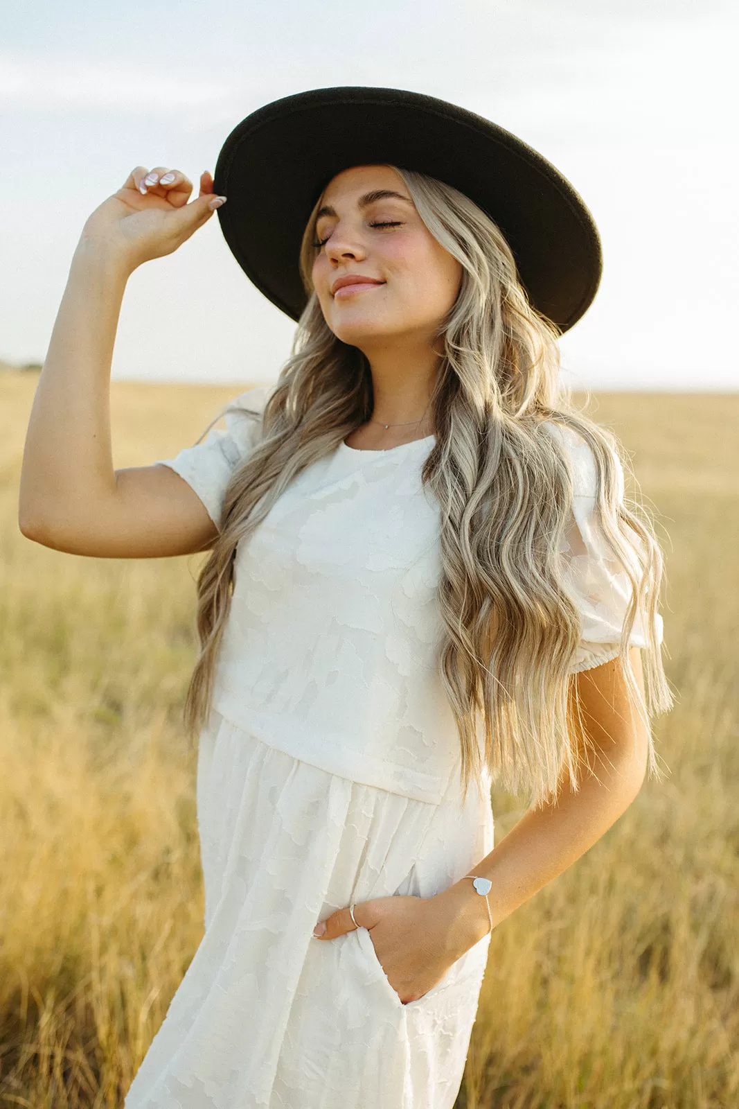 The Watts Textured Detail Dress in Cream