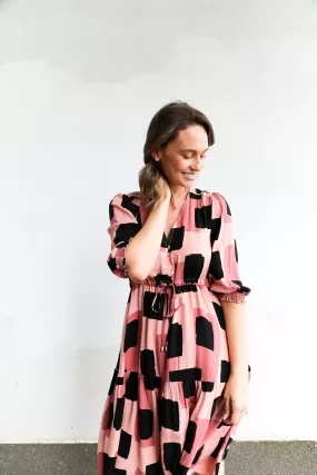 Theo Dress (Black, Rose & Pink Multi)