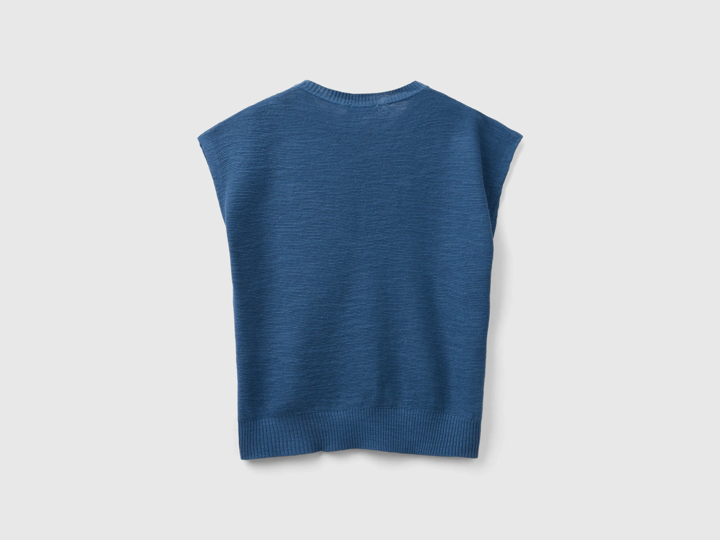 Vest in cotton and linen blend - Air Force Blue | Benetton