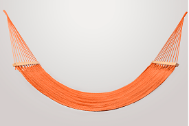 Vivid Orange Cotton Hammock (Wooden Bar)