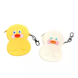 White Yellow Cute Duck Silicone Pouches Purses Mini Handbags Cosmetics Coin Wallets Womens Girls Waterproof