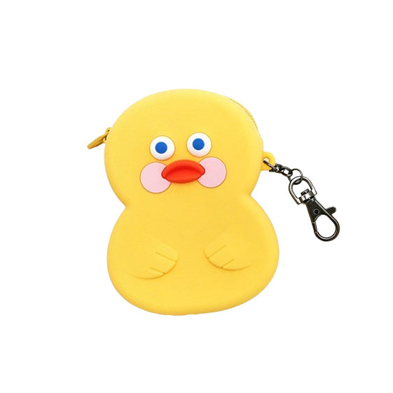 White Yellow Cute Duck Silicone Pouches Purses Mini Handbags Cosmetics Coin Wallets Womens Girls Waterproof