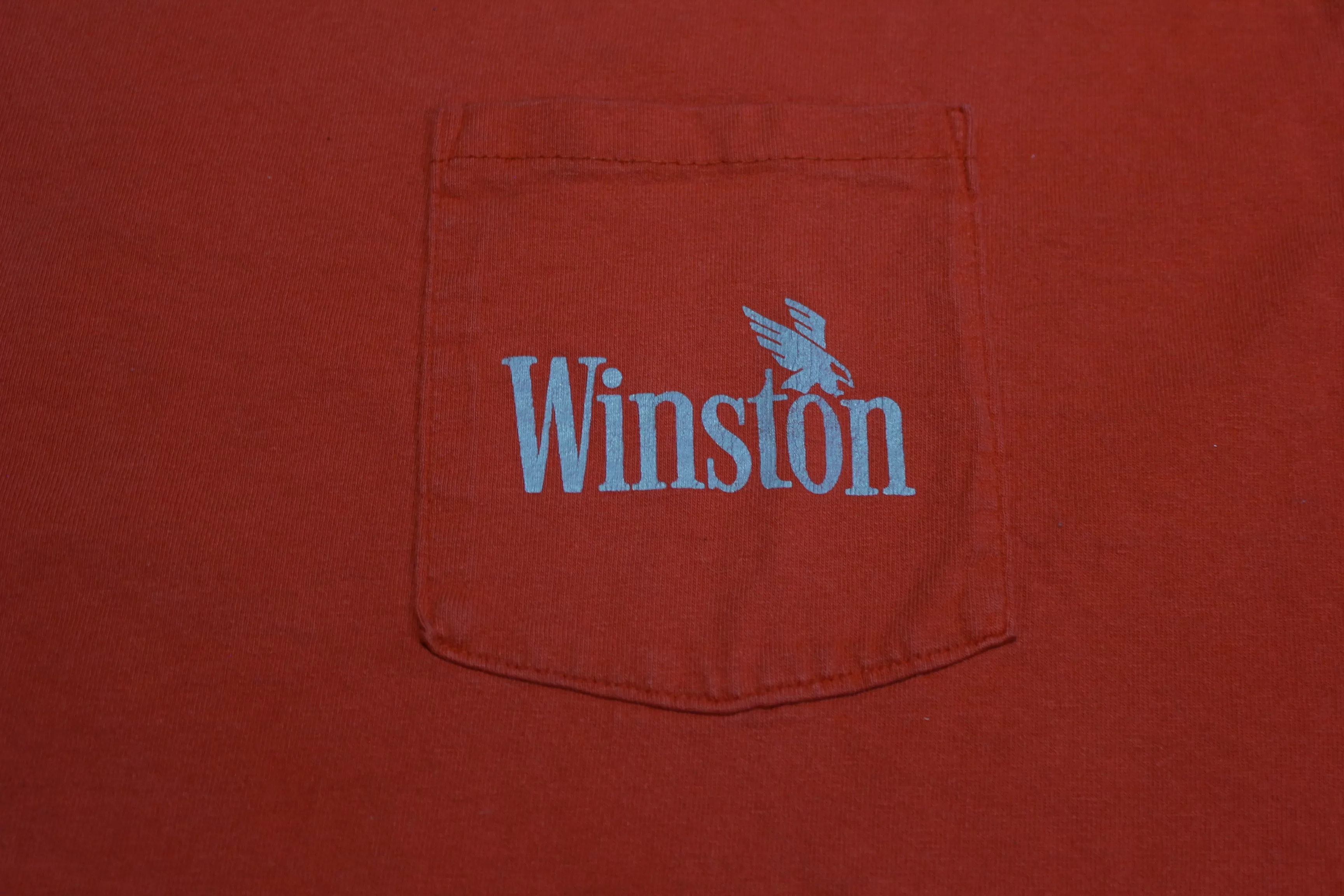 Winston Flying Eagle Cigarettes Vintage 90's Single Stitch Made In USA Promo Pocket T-Shirt