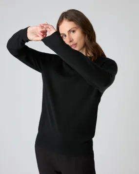 Women's Oxford Round Neck Cashmere Jumper Black