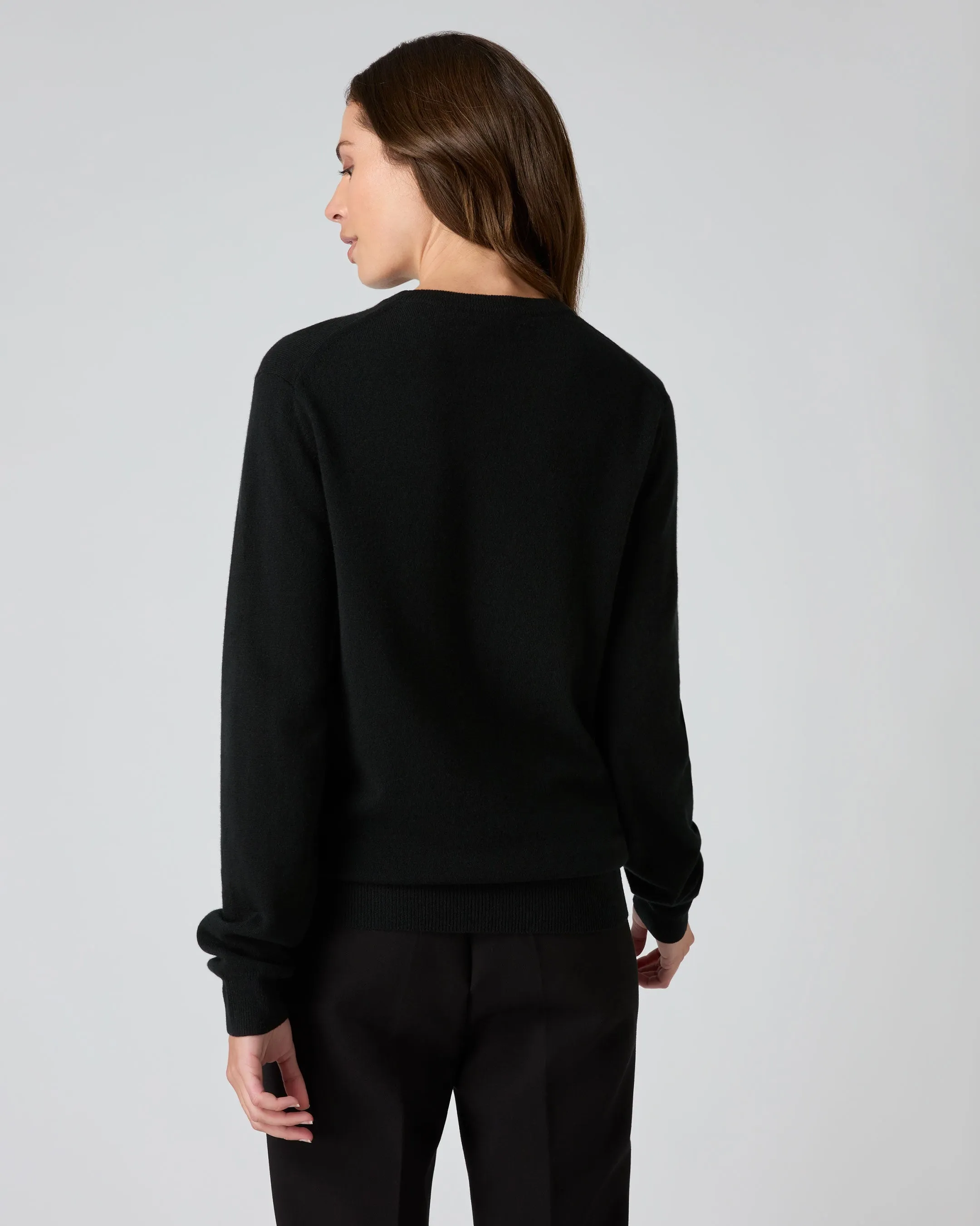 Women's Oxford Round Neck Cashmere Jumper Black