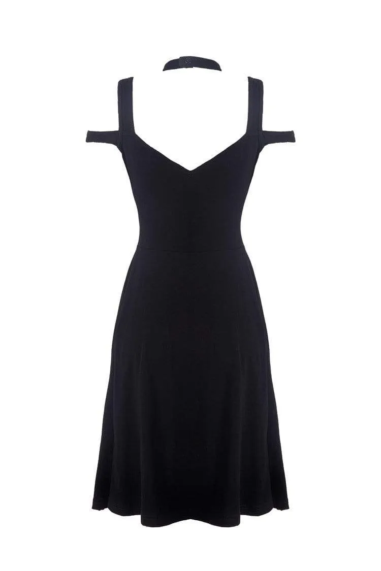 Women's Punk Crisscross Off-Shoulder Black Little Dress