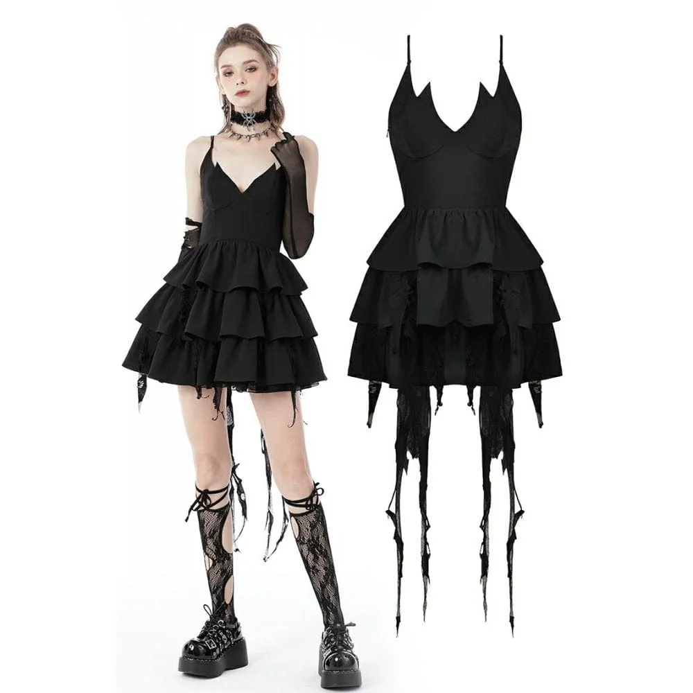 Women's Punk Little Devil Multilayer Slip Dress