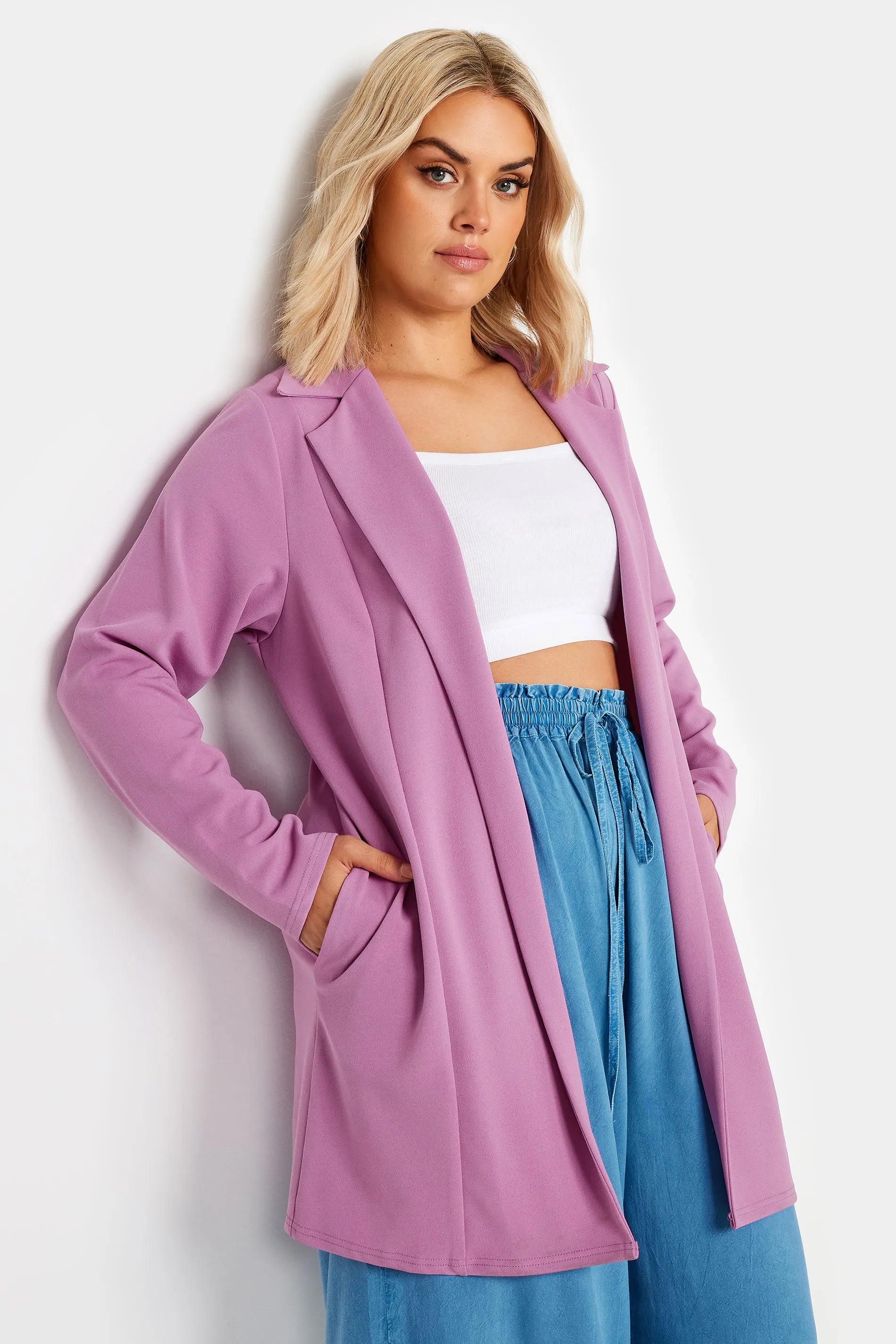 YOURS Curve Pink Scuba Blazer