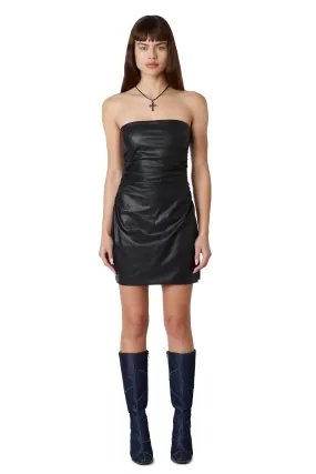 Zenon Faux Leather Strapless Dress